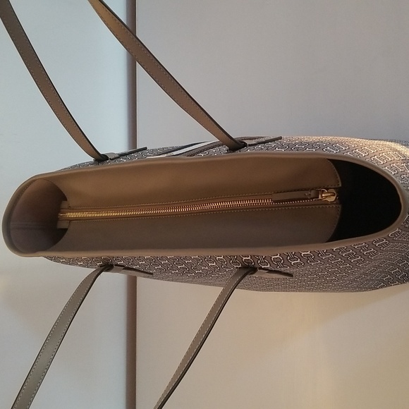 nwot Tory Burch Large Gemini Link Canvas Zip Top Tote, Gray Heron / 997 - Picture 8 of 14